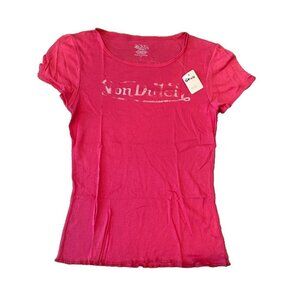 Von Dutch Women's Pink Cotton 100% Cotton T-Shirt Size Small